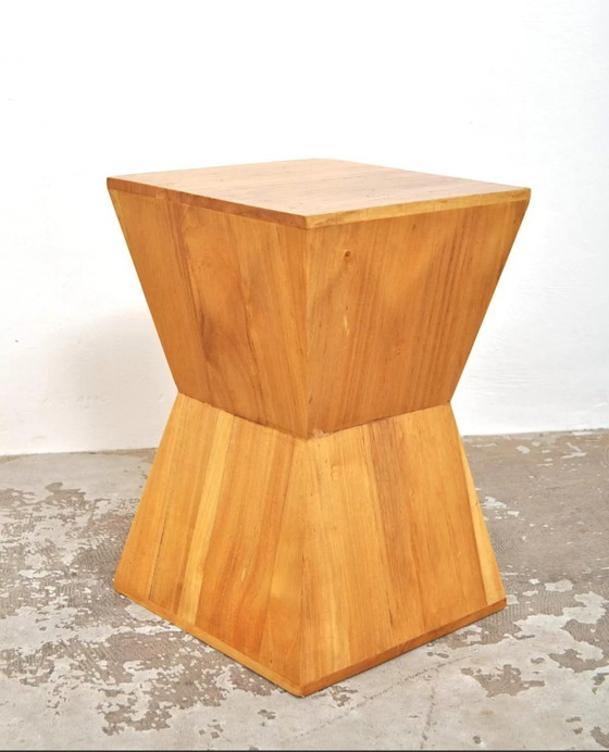 Image 1 of Geometric set of wooden tables/stools from the 70s.