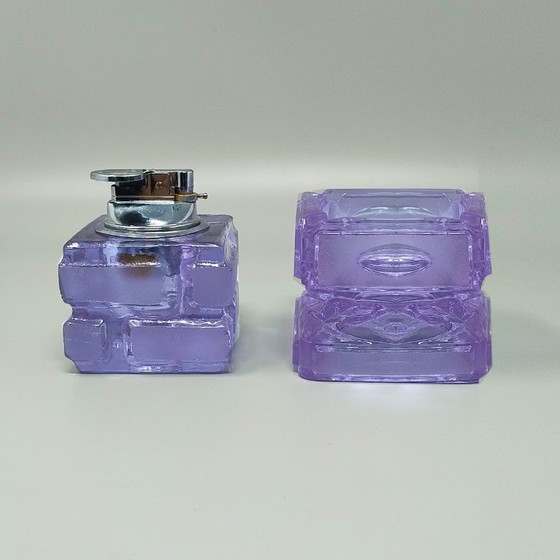 Image 1 of Splendido set da fumo viola degli anni '70 di Antonio Imperatore in vetro di Murano. Prodotto in Italia.