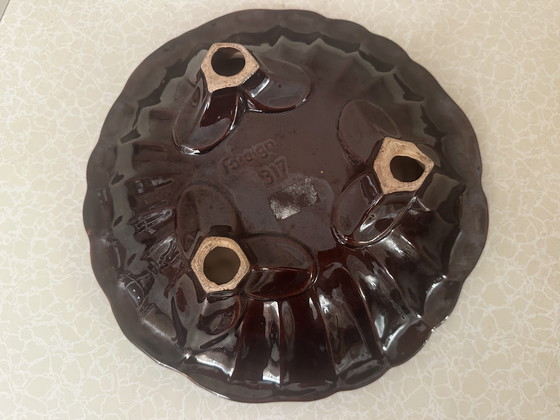 Image 1 of Foreign-West Germany Ceramic - Tripod Fruit Bowl Barbotine Grapes