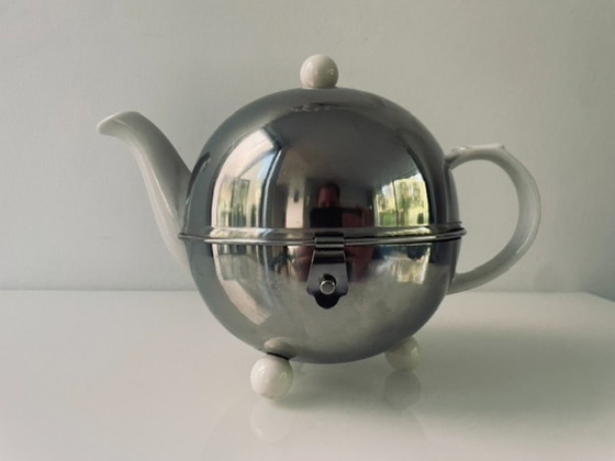 Image 1 of Servizio da tè/caffè vintage – ceramica e acciaio inossidabile – 3 pezzi