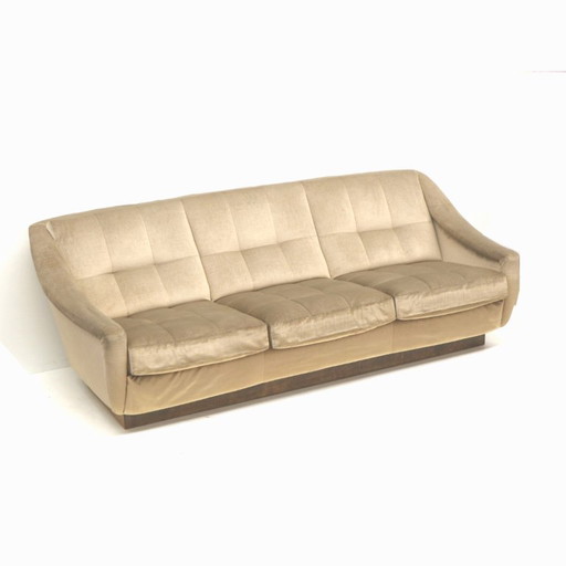Vintage velvet 3-seater sofa made in the 1970s