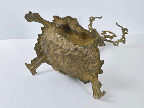 Image 1 of Vintage 1950s Hunting Scene Umbrella Stand in Gilded Brass