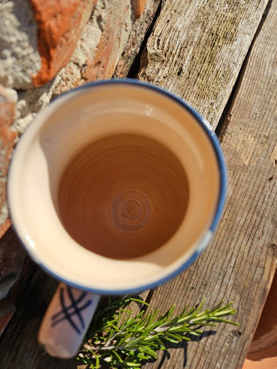 Image 1 of Traditioneel blauw-wit handbeschilderd aardewerk | Hongaarse volkskunst keramische kan | Korond Corund Transsylvanië