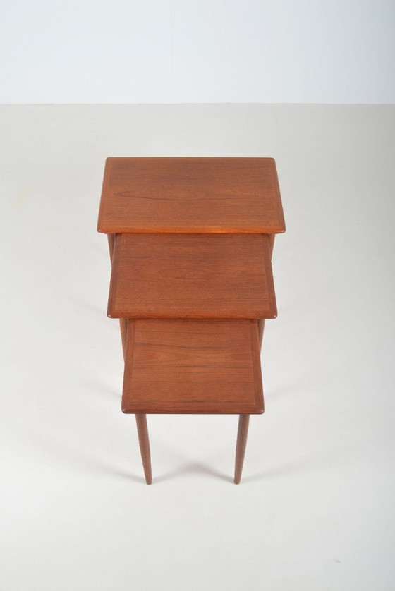 Image 1 of Set van 3 Deense neststafels in teak, jaren '60