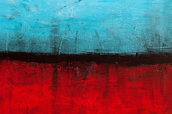 Image 1 of Blue and Red original minimalist abstract modern painting, stretched canvas