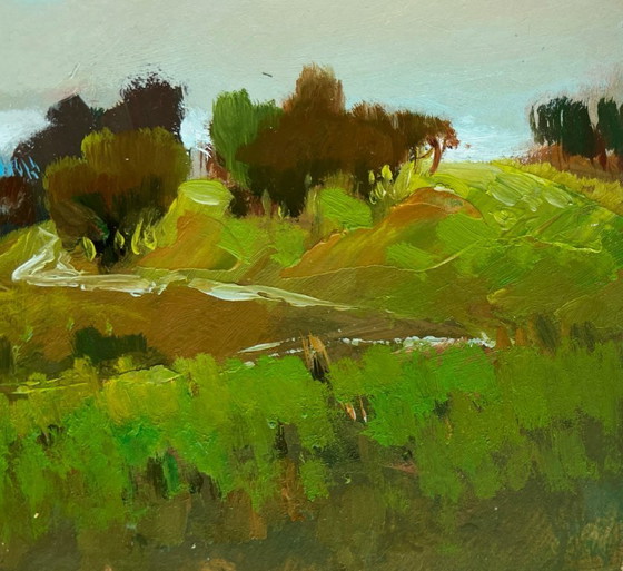 Image 1 of Original Oil Painting Summer Forest Landscape A path through summer meadows