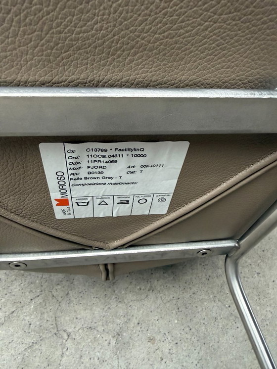 Image 1 of 2x sgabelli da bar Moroso Fjord in pelle color tortora