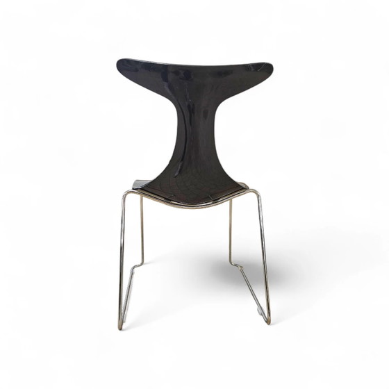 6 x Delfy chair by Gino Carollo for Ciacci Kreaty / Italy 1990s / 2 x red - 4 x black (photo 14 of 19)