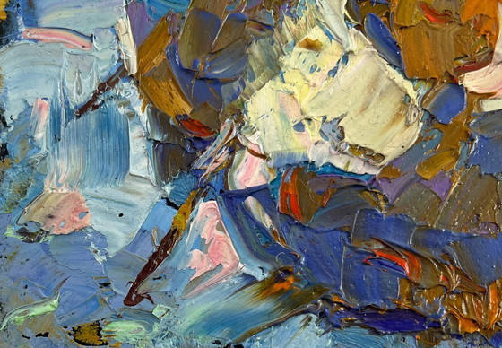 Image 1 of Original Oil Painting Winter Village Landscape Where time stopped