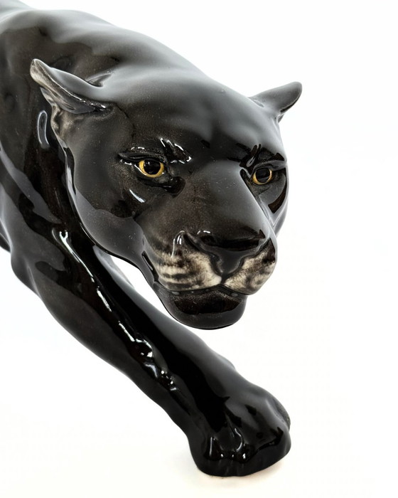 Image 1 of Vintage porcelain black panther Goebel 1970s