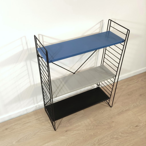 Mid century free standing rack with metal shelves by A. Dekker for Tomado