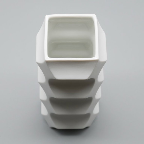 Image 1 of HUTSCHENREUTHER Chic Biskuitporzellan ARCHAIS 4× Vasen-Set Heinrich FUCHS Op Art