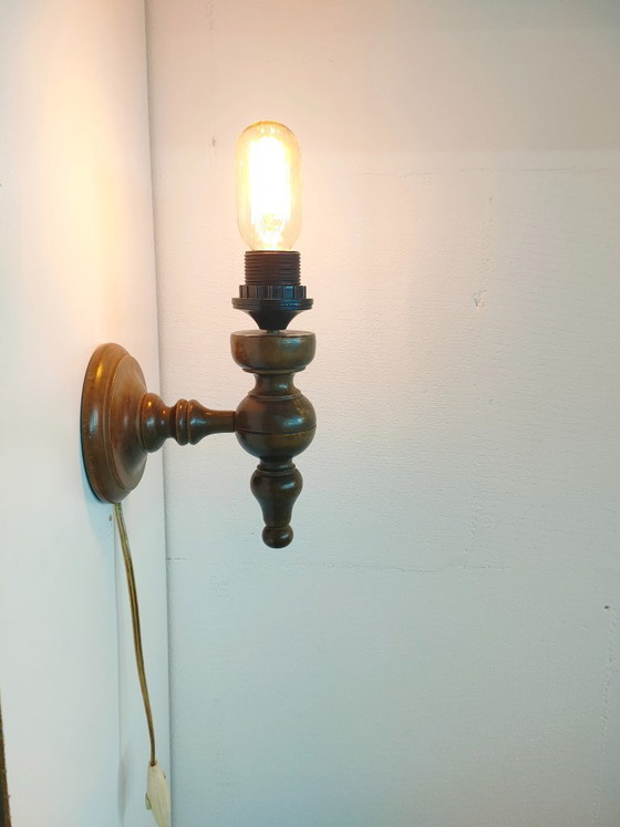 Applique Vintage Rustiche Japandi-Wabi/Sabi Stile Candelabro Classico, Legno, Marrone (foto 2 di 8)
