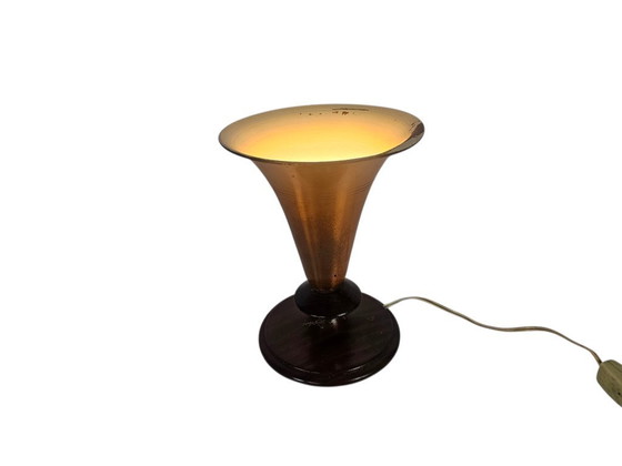 Image 1 of Art Deco - Tischlampe - Kupfer - Teakholz - 1950er Jahre