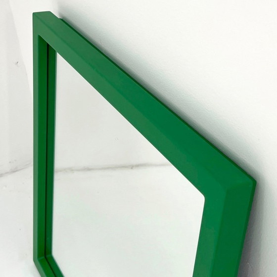 Image 1 of Specchio con cornice quadrata verde di Anna Castelli Ferrieri per Kartell, anni '80