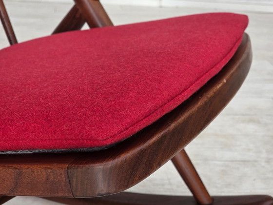 1960s Danish rocking chair by Frank Reenskaug, model 182, reupholstered. – Wood, Wool (photo 18 of 18)