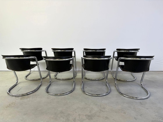 Sedie da pranzo vintage di Willy Rizzo per Cidue, set da 8, anni '70. – Leather, Metal (photo 10 of 10)