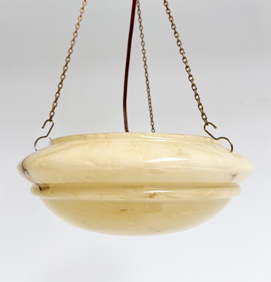 Image 1 of Lampe bol Art Déco à motif marbré des années 1930