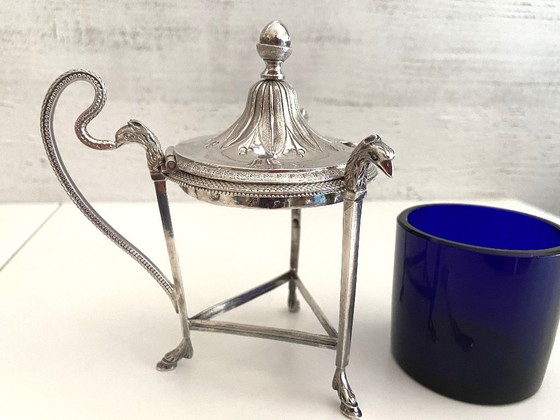 Image 1 of Tarro de mostaza en plata esterlina (950°/°°°) Marcado 1er gallo época Imperio-Consulado