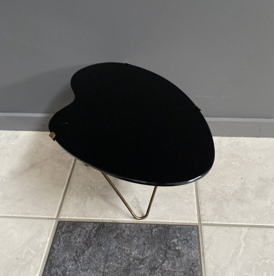Black Glass Kidney Shape Small Side Table 1960s – Metal (photo 5 of 10)