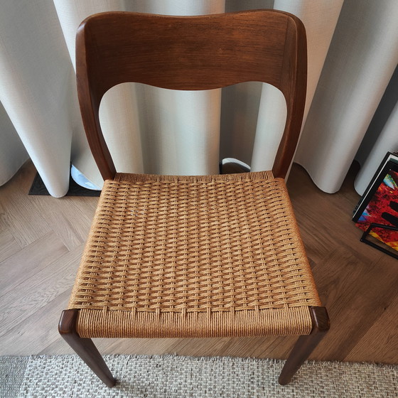 Image 1 of 4x N.O. Møller Eetkamerstoelen 71 Papierkordel Teakholz