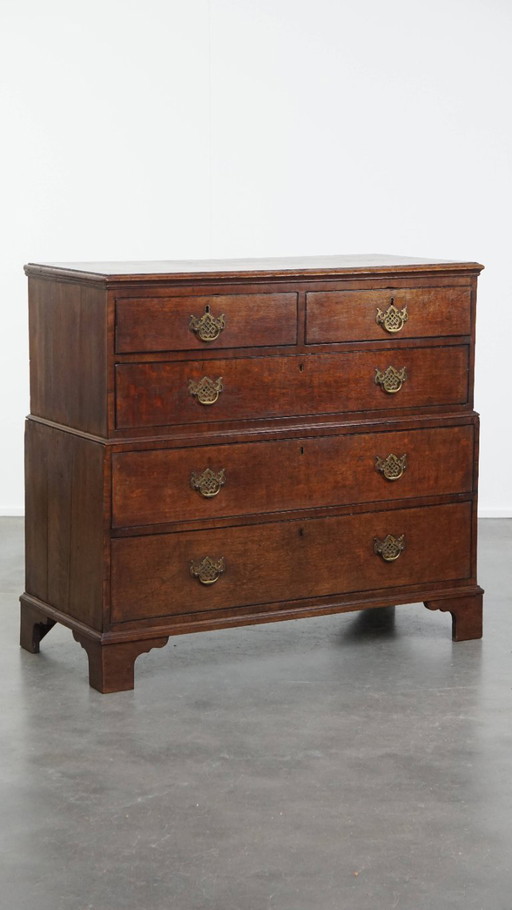 Classic low antique English chest of drawers/ chest on chest