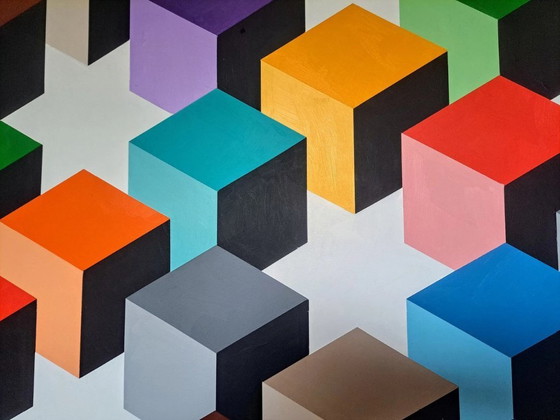 Image 1 of "Cubismo" - Franklin van Dam - Acrílico sobre DM - 95 × 95 cm - Abstracto y geométrico