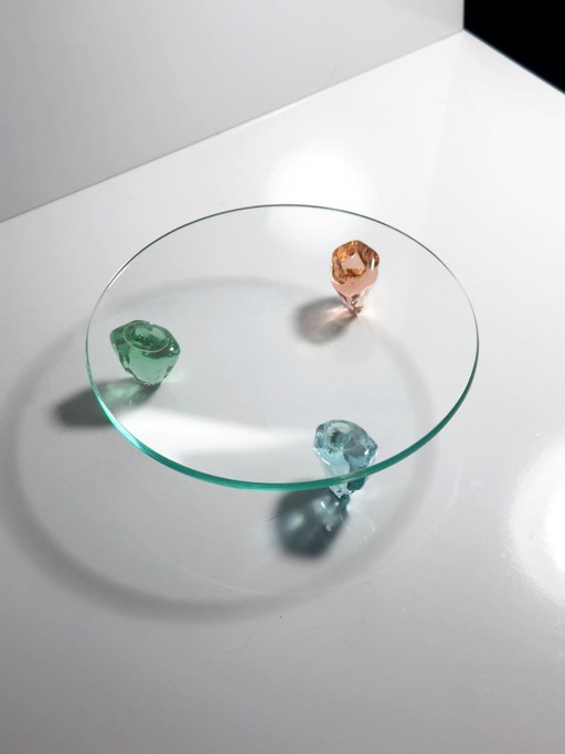 Postmodern Murano bowl, plate, platter, 90s glass, Memphis Milano