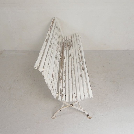 Tuinbank, Lattenbank, Inklapbaar 2 Meter Lang, Jaren 30 – 3-5 zitsbanken, Wood, Iron (photo 14 of 30)