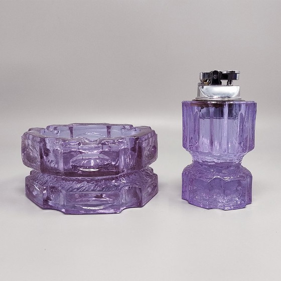 Image 1 of 1970s Stunning Purple Smoking Set By Antonio Imperatore in Murano Glass. Made in Italy