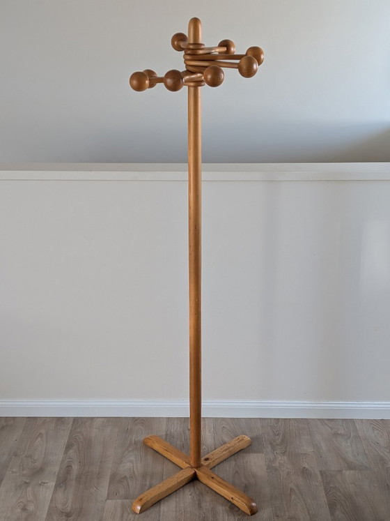 Image 1 of Vintage grenenhouten "Sputnik" kapstok – Scandinavisch modern – jaren 70