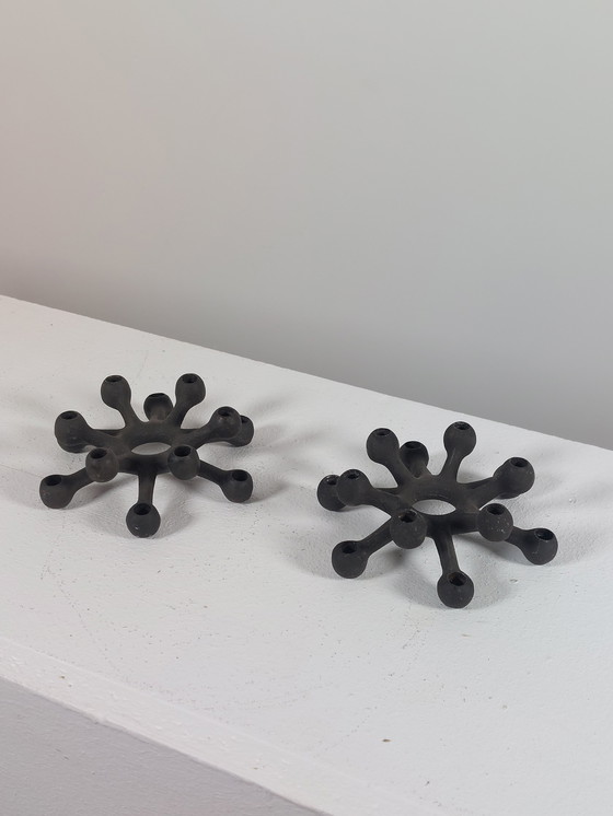 Image 1 of Pair of vintage mid-century Jens Quistgaard metal candlesticks, Denmark