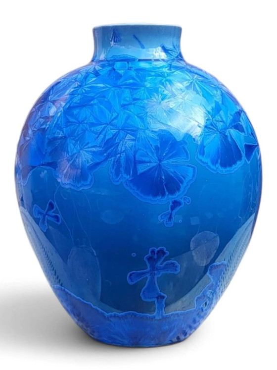 Jarrón de porcelana esmaltada con cristalizaciones azules, Patrice Lusardi – Jarrones, Porcelain (photo 8 of 15)