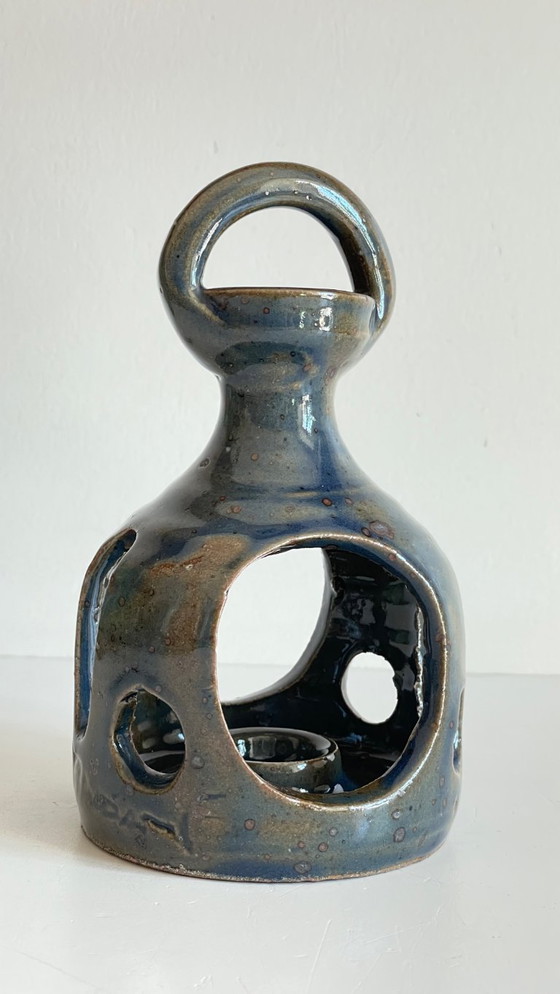 Image 1 of Vintage handcrafted stoneware candlestick