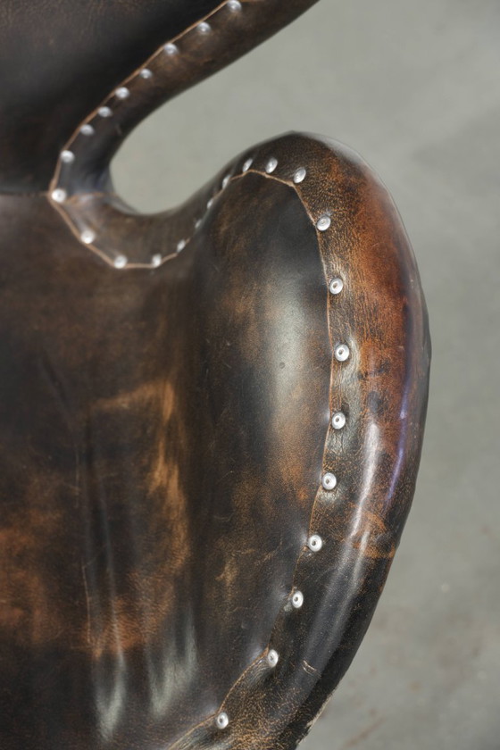 Unique Vintage Cowhide Leather Aviator Timothy Oulton Devon Spitfire Side Chair / Office Chair Finished with (photo 8 of 16)