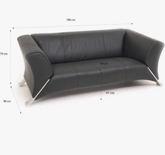 Image 1 of Black Leather 2.5 Seat Sofa by Rolf Benz