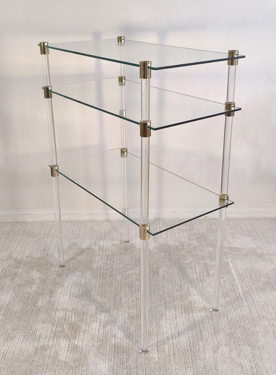 Image 1 of Charles Hollis Jones – Tables d’appoint & étagère modulable design verre et laiton 