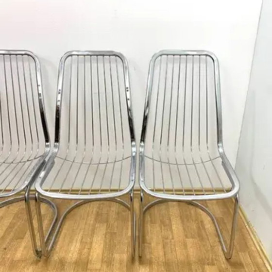 Image 1 of Sillas retro cromadas de Gastone Rinaldi, década de 1970 – Juego de 4