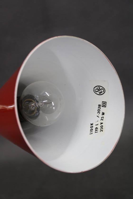 Image 1 of Josef Hurka Red Chrome Table Lamp Mid Century Czechoslovakia 1970s