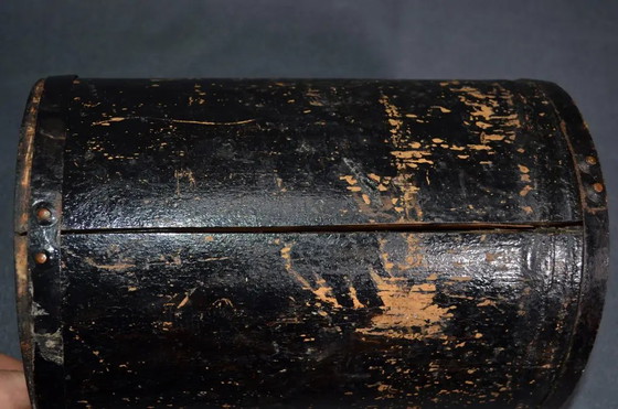 Late 19th Century Important Black Lacquered Bamboo Pot With Polychrome Character Decoration – Plant pot (photo 9 of 12)