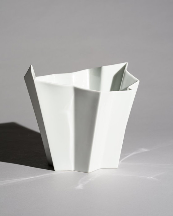 Image 1 of XL Hutschenreuther “Archais” Sculptural Glossy Porcelain Vase Heinrich Fuchs
