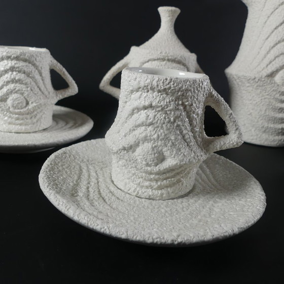Image 1 of Service à moka en porcelaine Op Art des années 1970