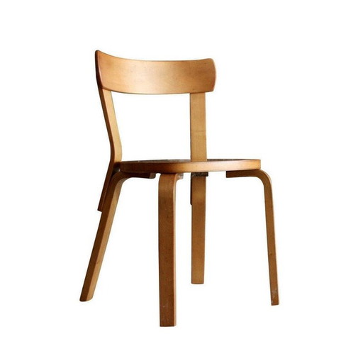 Sedia 69 in legno curvato e pino, Alvar AALTO, edizione Artek - 1937