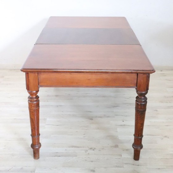 Extendable Dining Table in Walnut and Oak Wood, Italy Early 20th Century (photo 10 of 14)