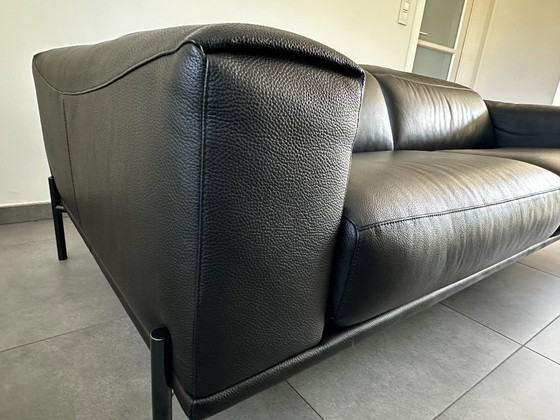 Image 1 of OLTA Spectra Sofa Set – Black Leather – Impeccable Condition