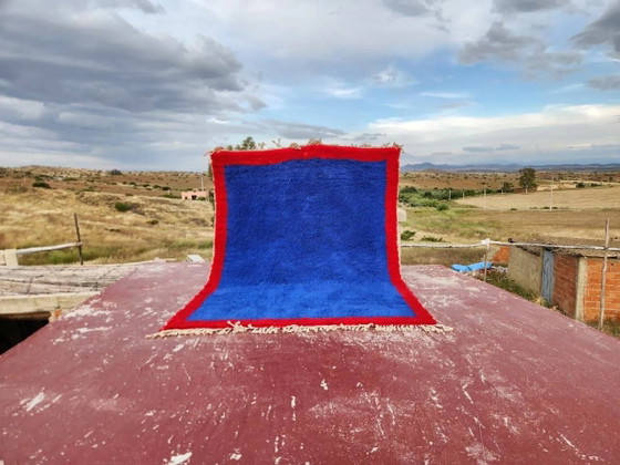 Authentic Beni Ouarain rug 250 x 180 cm – Cobalt blue and red – Piece – Rugs & carpets, Wool, Cotton, Design (photo 12 of 13)