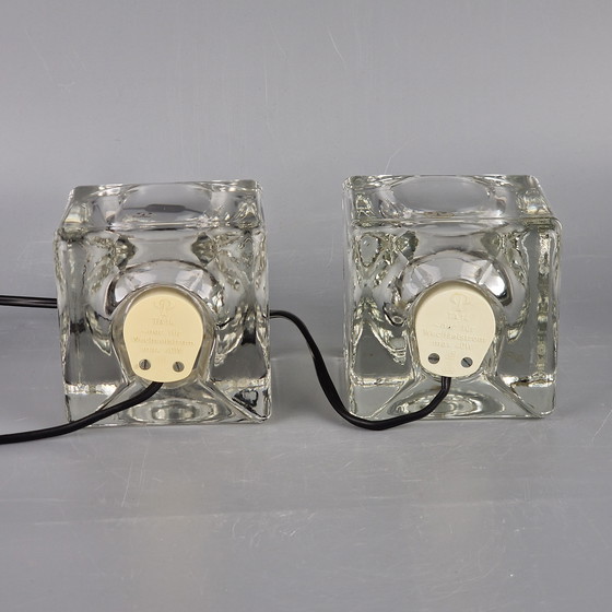 Image 1 of A Set Of Two Vintage Peill & Putzler Table Lamps. Cube Glass Lamps. Germany 1970s.