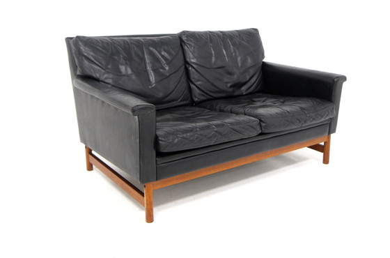 Canapé Deux Places Scandinave en Cuir, Sweden, 1960, Sofas, Noir, Scandinavian (photo 2 sur 9)
