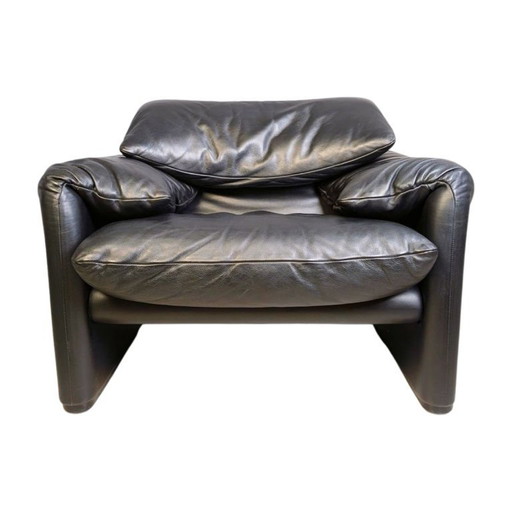 Cassina Maralunga Sessel Vintage Vico Magistretti Leder schwarz