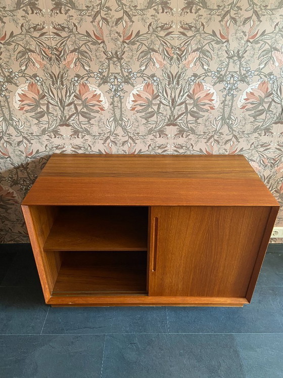 Image 1 of Compact vintage Danish sideboard with sliding doors by Chr. Linneberg